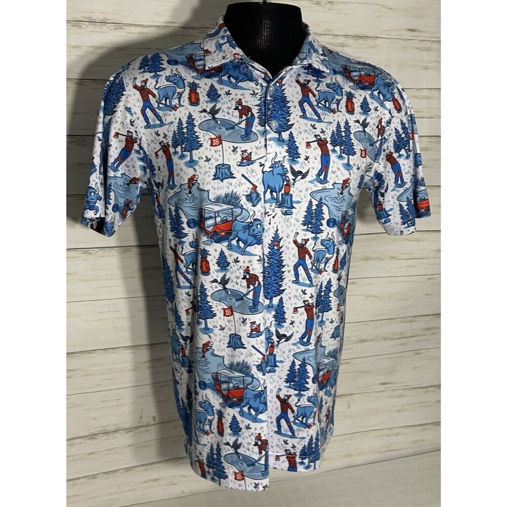 Minty! Waggle Golf Polo Shirt Men's Size Small Turman Designed Lumber Jack